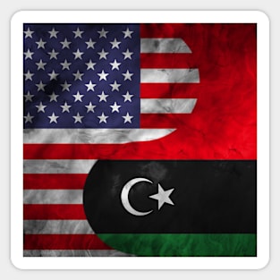 USA and Libya Dual Flag Yin Yang Combination Sticker